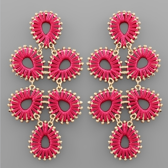 Thread Wrapped Chandelier Earrings - Picture 2 of 4